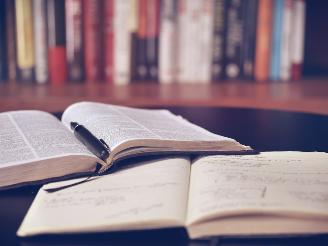 Person studying with books and notes, focused and alert
