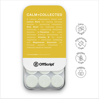 Pack of OffScript mints with a yellow label on a white background