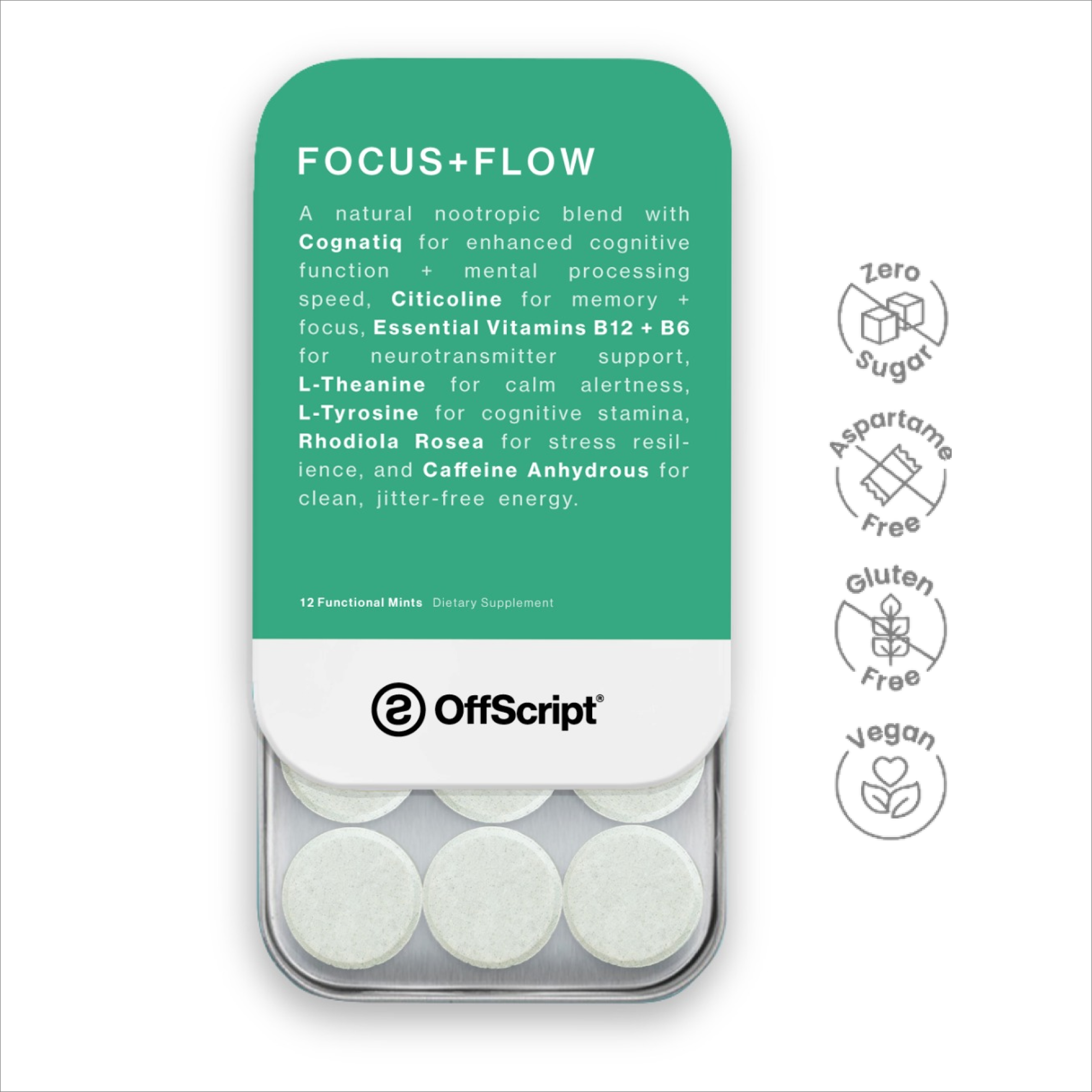 FOCUS+FLOW nootropic supplement packet front view
