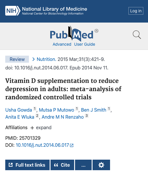 Mood support meta-analysis — Nutrition (2015)